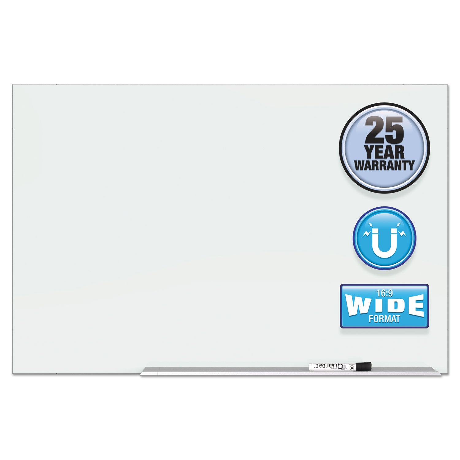 Quartet Element Framed Magnetic Glass Dry-Erase Boards, 74" x 42", Aluminum Frame