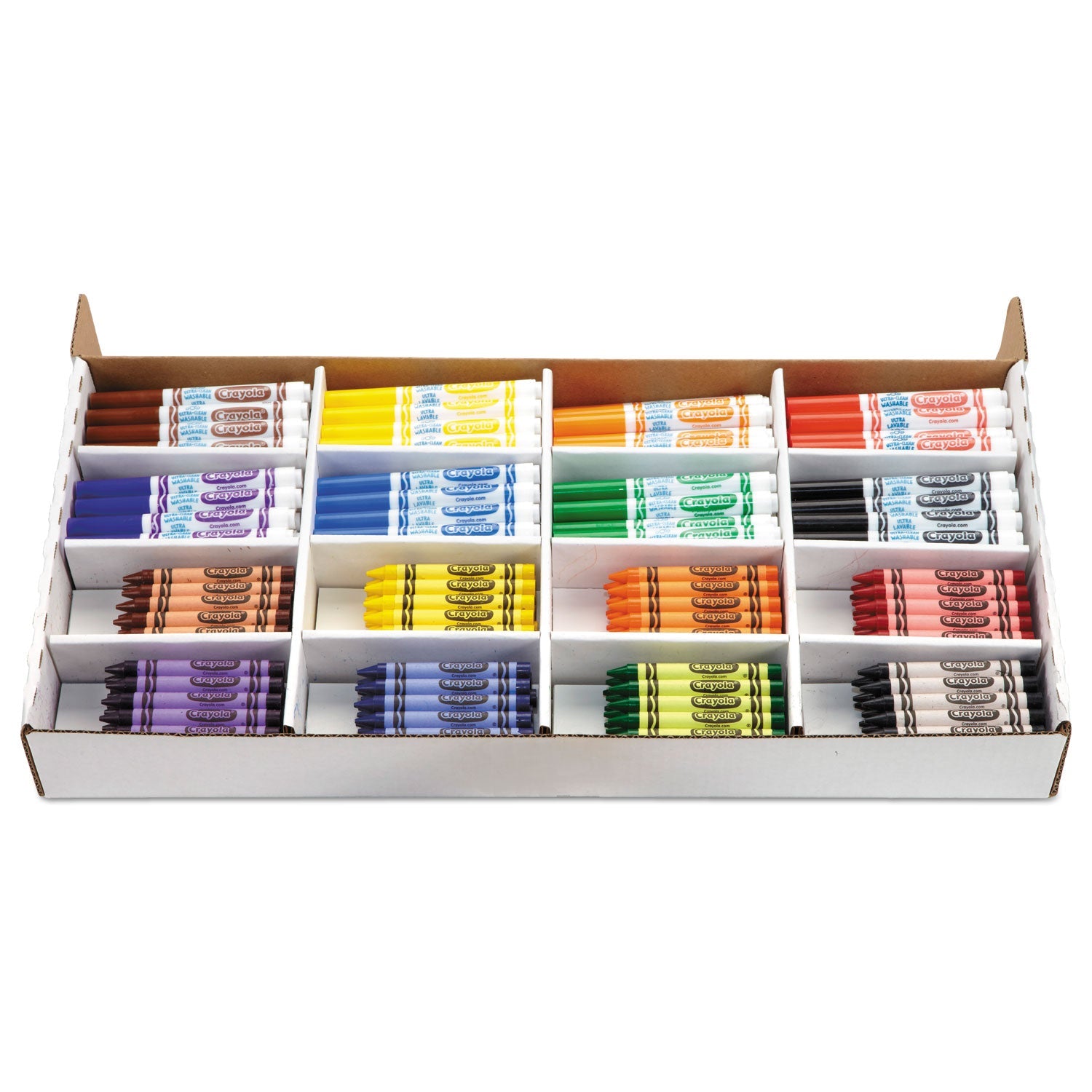 Crayola Crayon and Ultra-Clean Washable Marker Classpack, 8 Colors, 128 Each Crayons/Markers, 256/Box