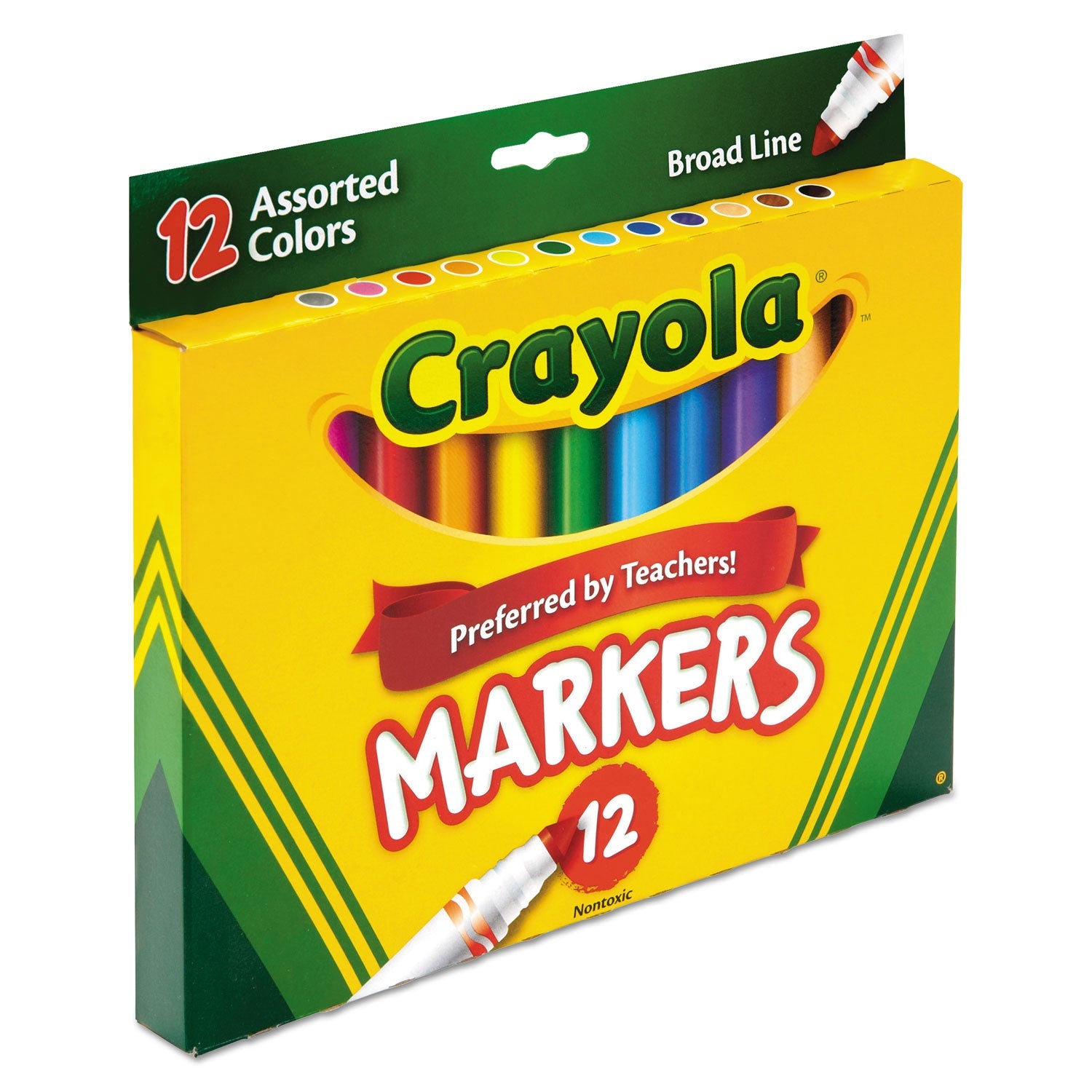 Crayola Non-Washable Marker, Broad Bullet Tip, Assorted Classic Colors, Dozen
