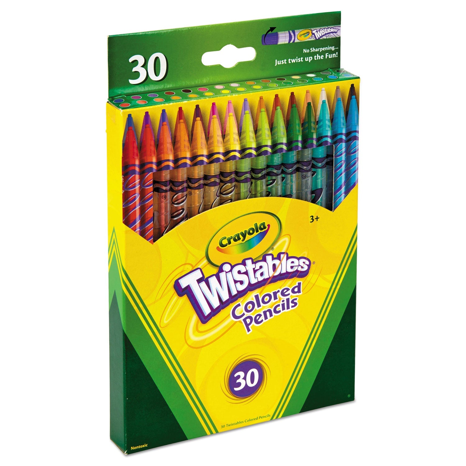 Crayola Twistables Colored Pencils, 2 mm, 2B (#1), Assorted Lead/Barrel Colors, 30/Pack