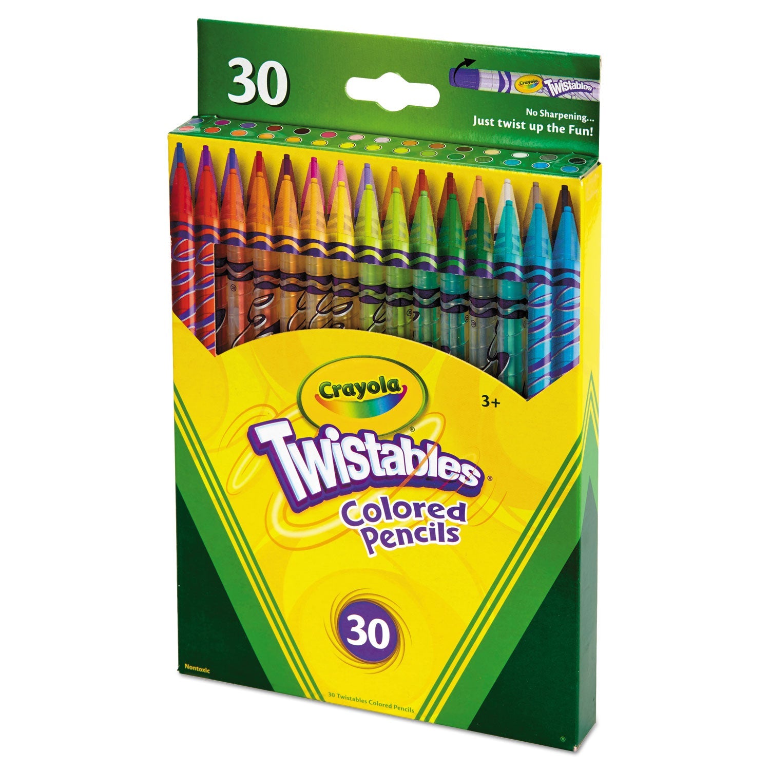 Crayola Twistables Colored Pencils, 2 mm, 2B (#1), Assorted Lead/Barrel Colors, 30/Pack