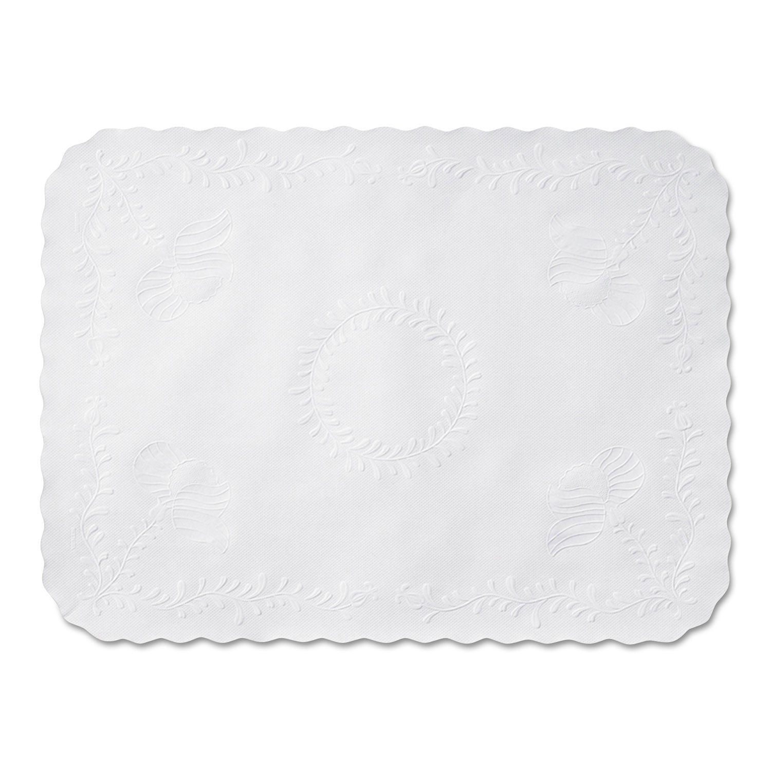 Hoffmaster Anniversary Embossed Scalloped Edge Tray Mat, 14 x 19, White, 1,000/Carton