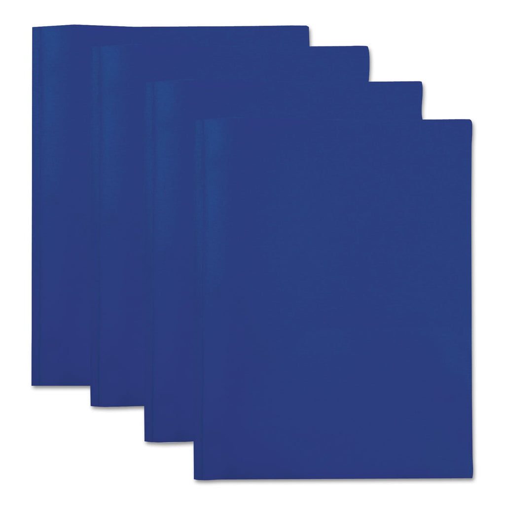 Universal Plastic Twin-Pocket Report Covers, Three-Prong Fastener, 11 x 8.5, Navy Blue/ Navy Blue, 10/Pack