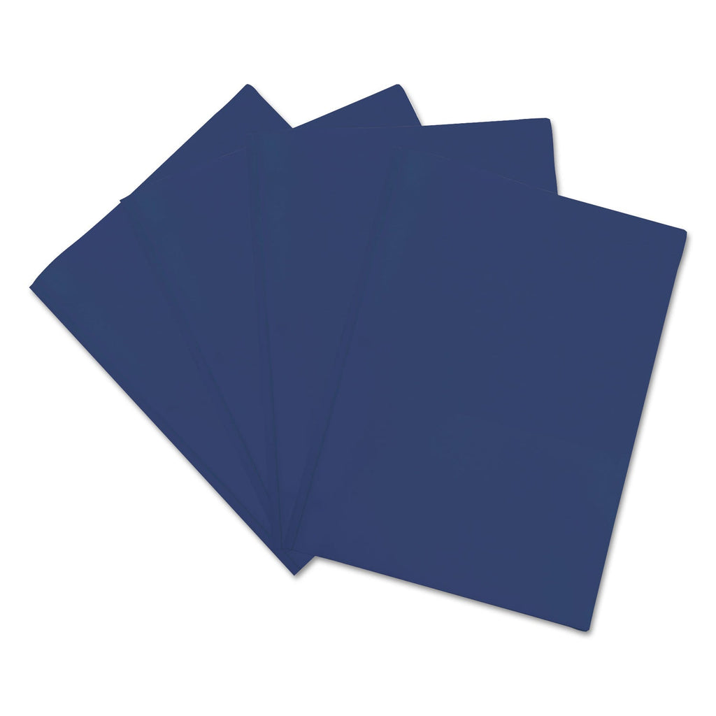 Universal Plastic Twin-Pocket Report Covers, Three-Prong Fastener, 11 x 8.5, Roya Blue/ Royal Blue, 10/Pack