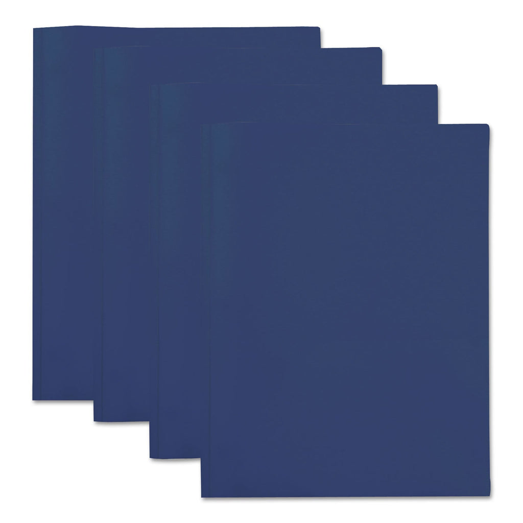 Universal Plastic Twin-Pocket Report Covers, Three-Prong Fastener, 11 x 8.5, Roya Blue/ Royal Blue, 10/Pack