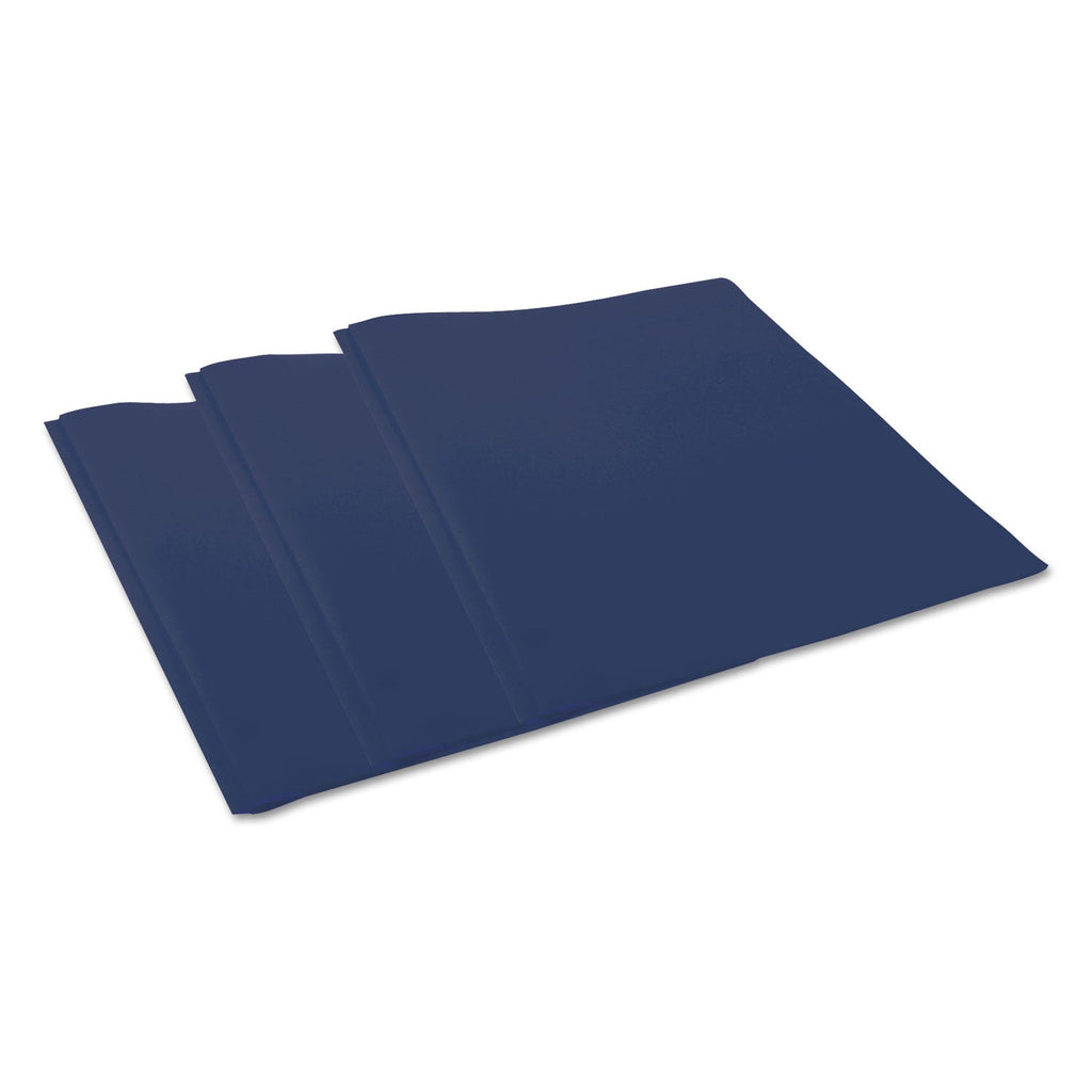 Universal Plastic Twin-Pocket Report Covers, Three-Prong Fastener, 11 x 8.5, Roya Blue/ Royal Blue, 10/Pack