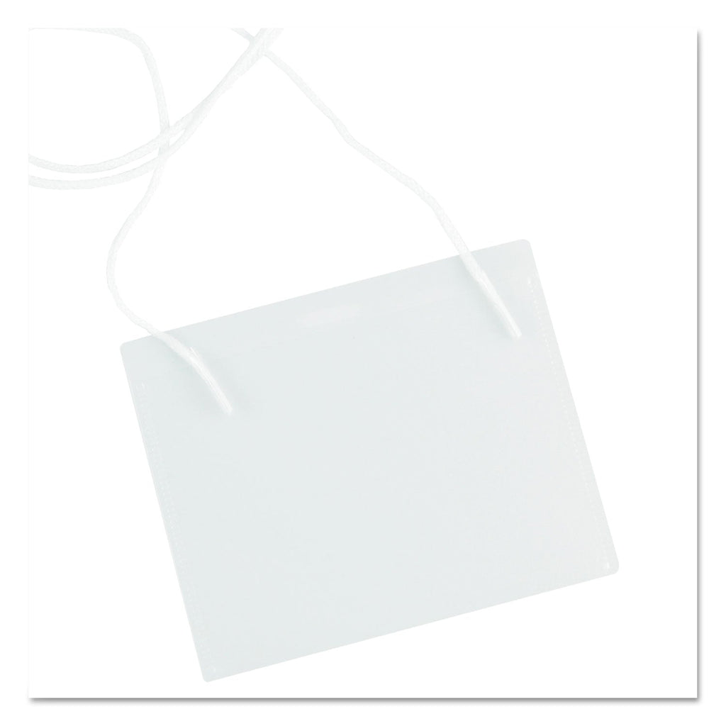 Universal Clear Badge Holders w/Neck Lanyards, 3 x 4, White Inserts, 100/Box