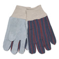 MCR 1040 Leather Palm Glove, Gray/White, Large, Dozen