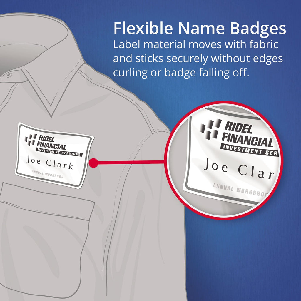 Avery Flexible Adhesive Name Badge Labels, 3.38 x 2.33, White, 160/Pack