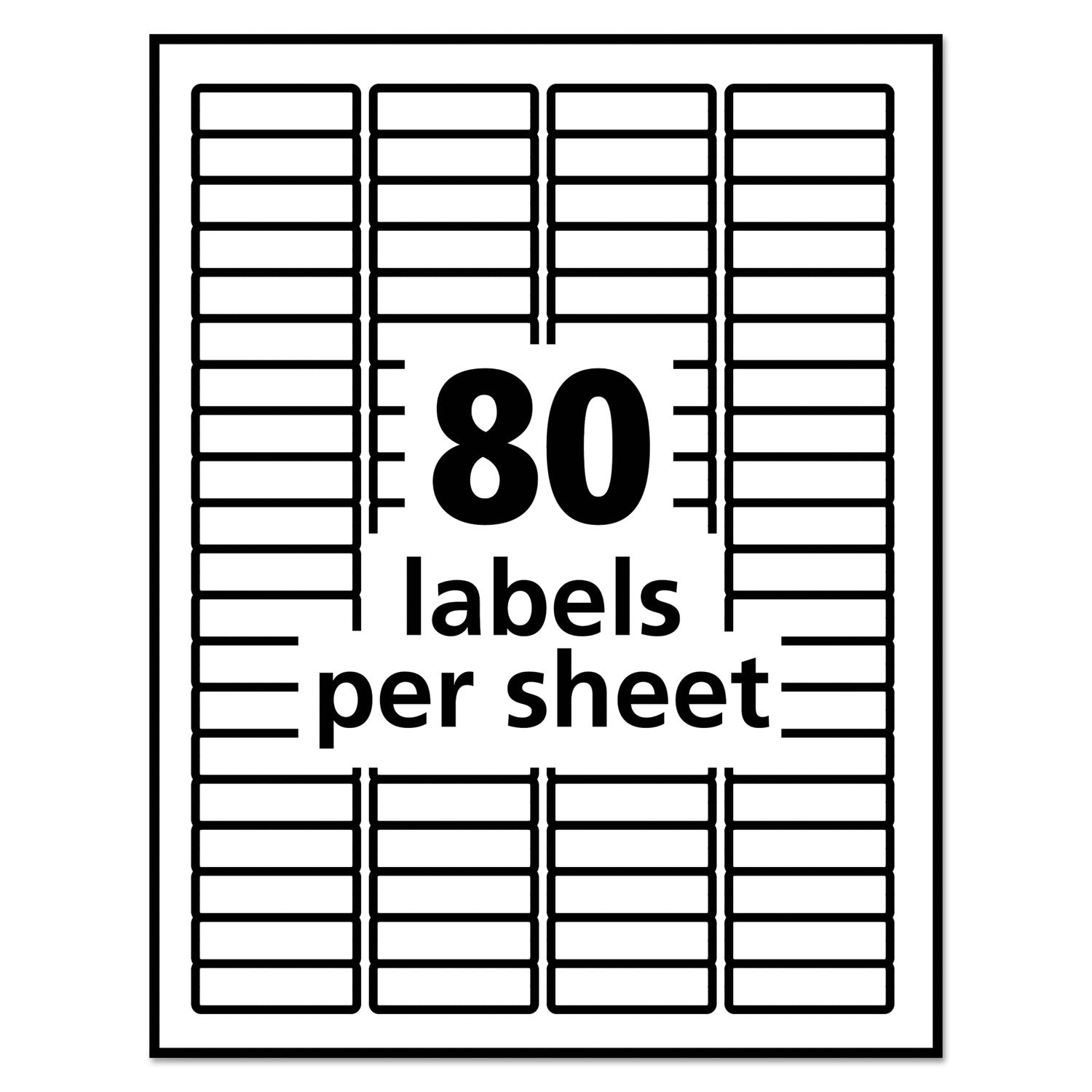 Avery Removable Multi-Use Labels, Inkjet/Laser Printers, 0.5 x 1.75, White, 80/Sheet, 25 Sheets/Pack
