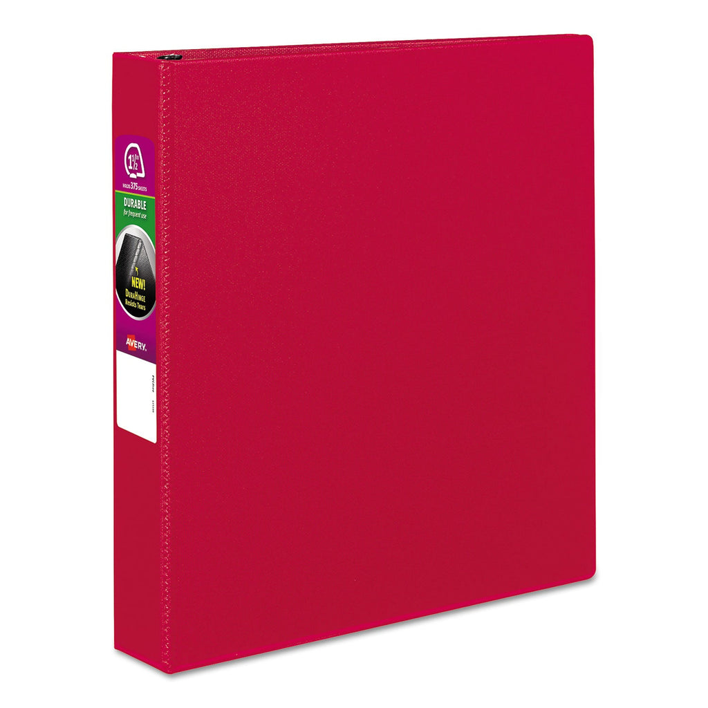 Avery Durable Non-View Binder with DuraHinge and Slant Rings, 3 Rings, 1.5" Capacity, 11 x 8.5, Red
