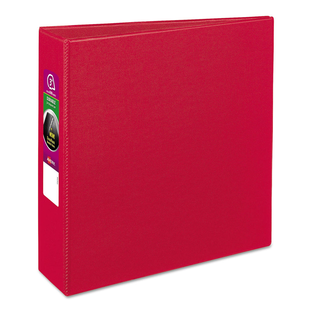 Avery Durable Non-View Binder with DuraHinge and Slant Rings, 3 Rings, 3" Capacity, 11 x 8.5, Red