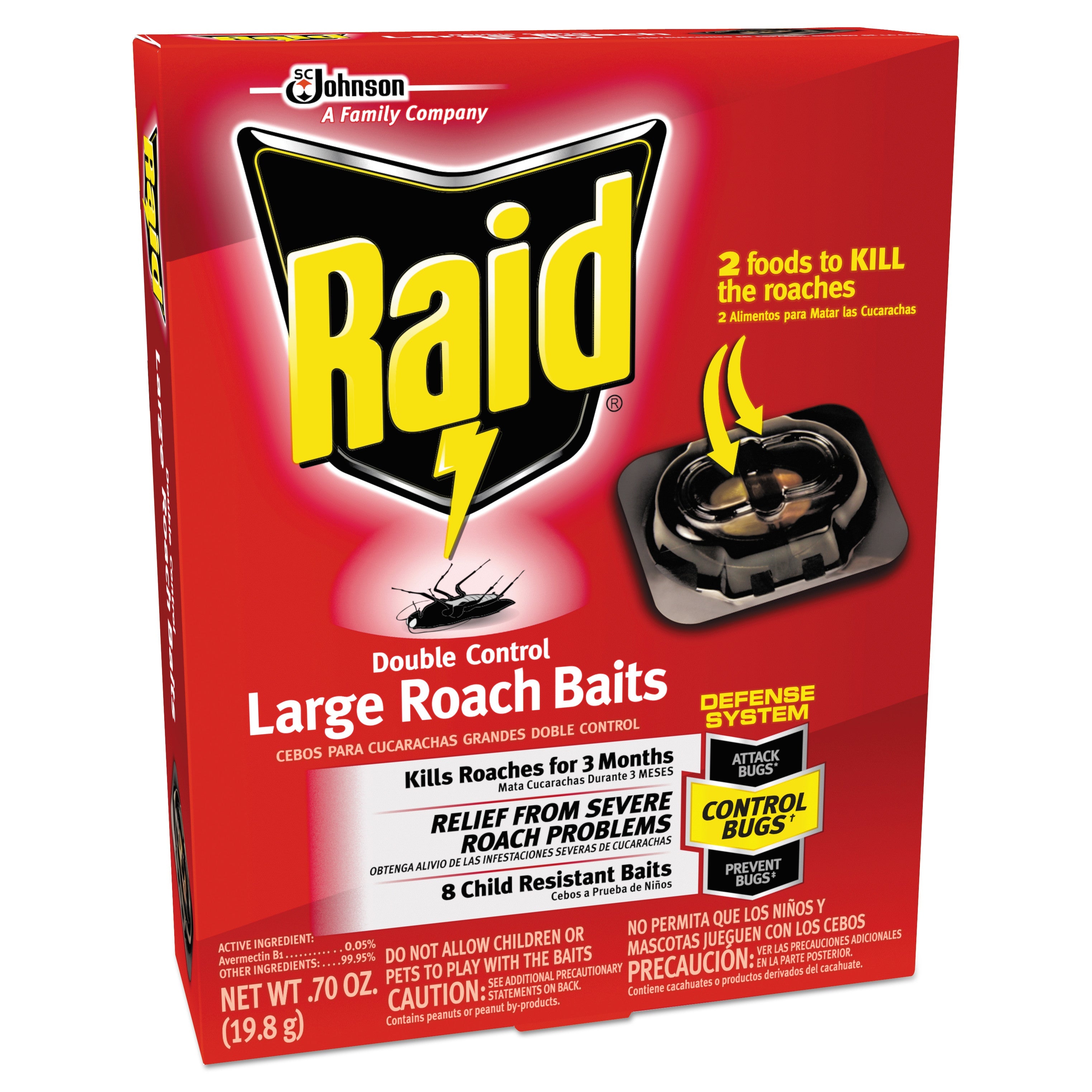 Raid Roach Baits, 0.7 oz Box, 6/Carton
