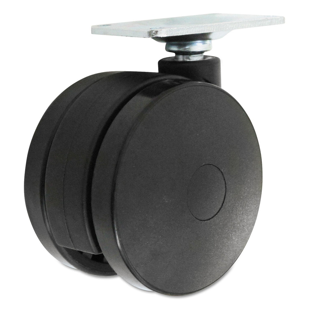 Alera Casters for Height-Adjustable Table Bases, Grip Ring Stem, 2" Wheel, Black, 4/Set