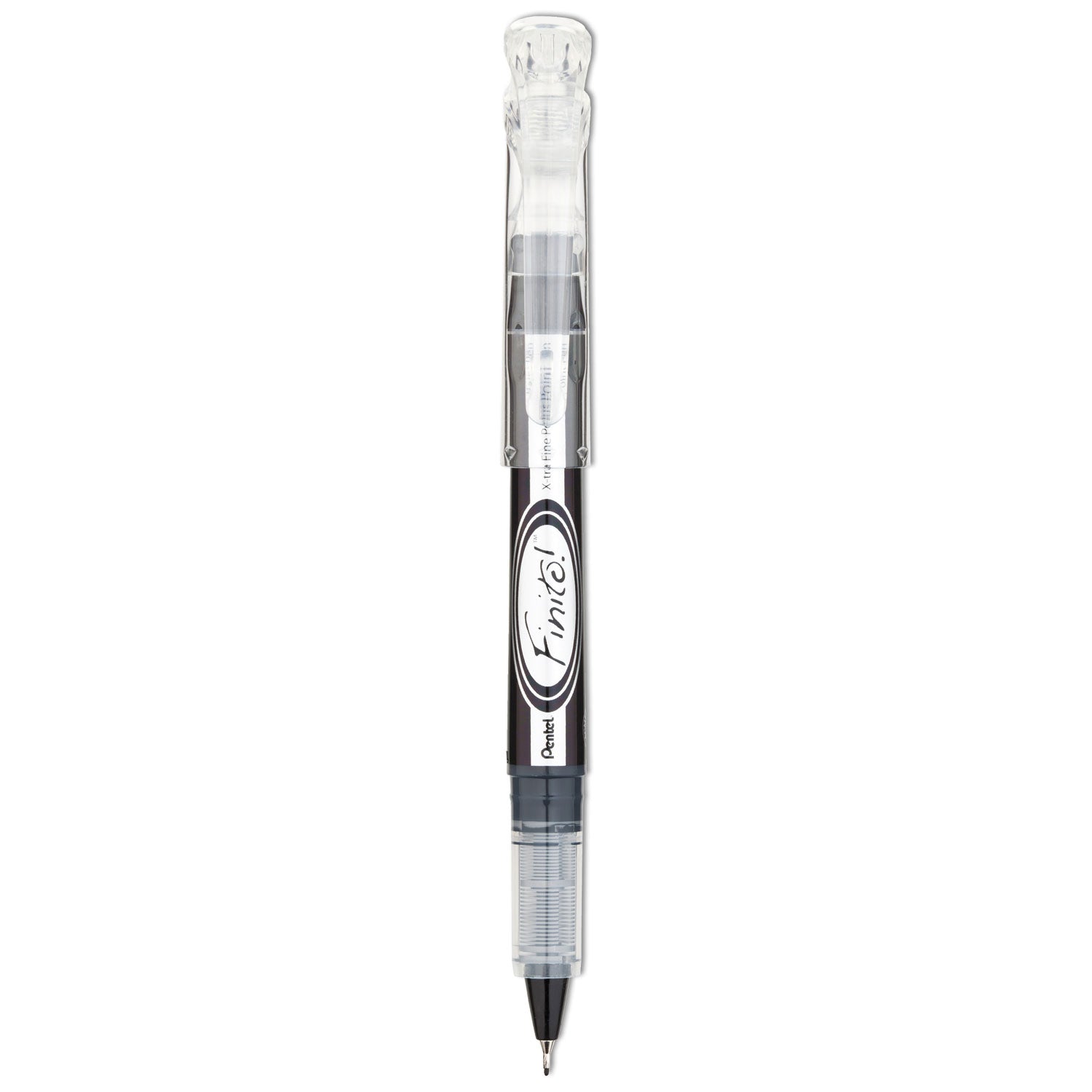 Pentel Finito! Porous Point Pen, Stick, Extra-Fine 0.4 mm, Black Ink, Black/Silver Barrel