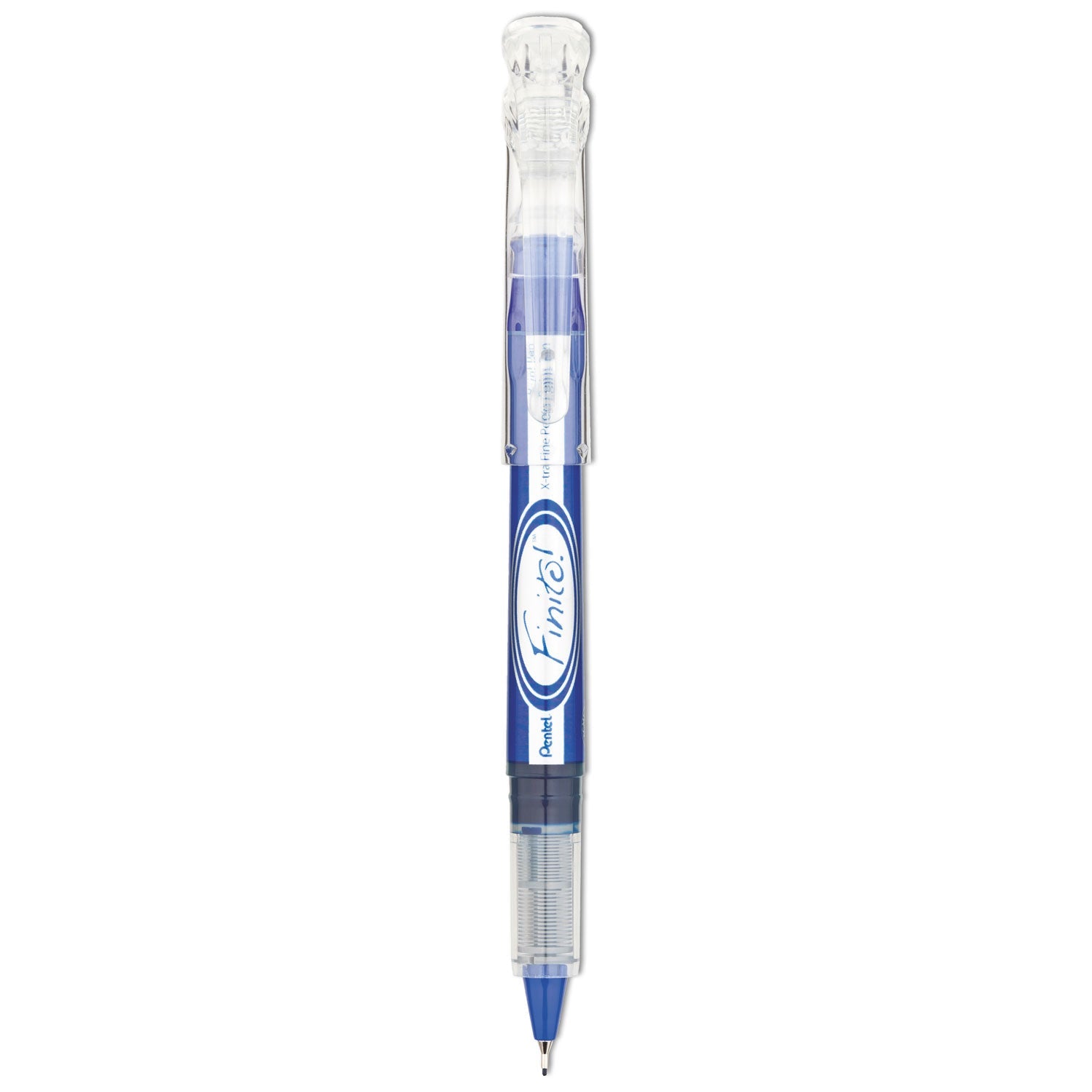 Pentel Finito! Porous Point Pen, Stick, Extra-Fine 0.4 mm, Blue Ink, Blue/Silver Barrel