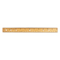 Charles Leonard Beveled Wood Ruler w/Single Metal Edge, 3-Hole Punched, Standard/Metric, 12" Long, Natural, 36/Box