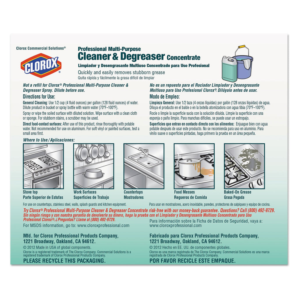 Clorox Professional Multi-Purpose Cleaner and Degreaser Concentrate, 1 gal, 4/Carton