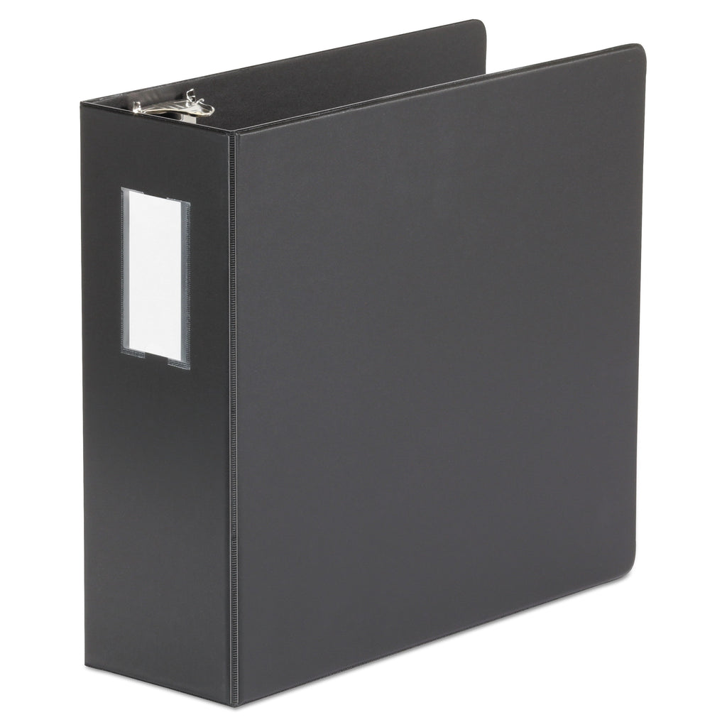 Universal Deluxe Non-View D-Ring Binder with Label Holder, 3 Rings, 4" Capacity, 11 x 8.5, Black