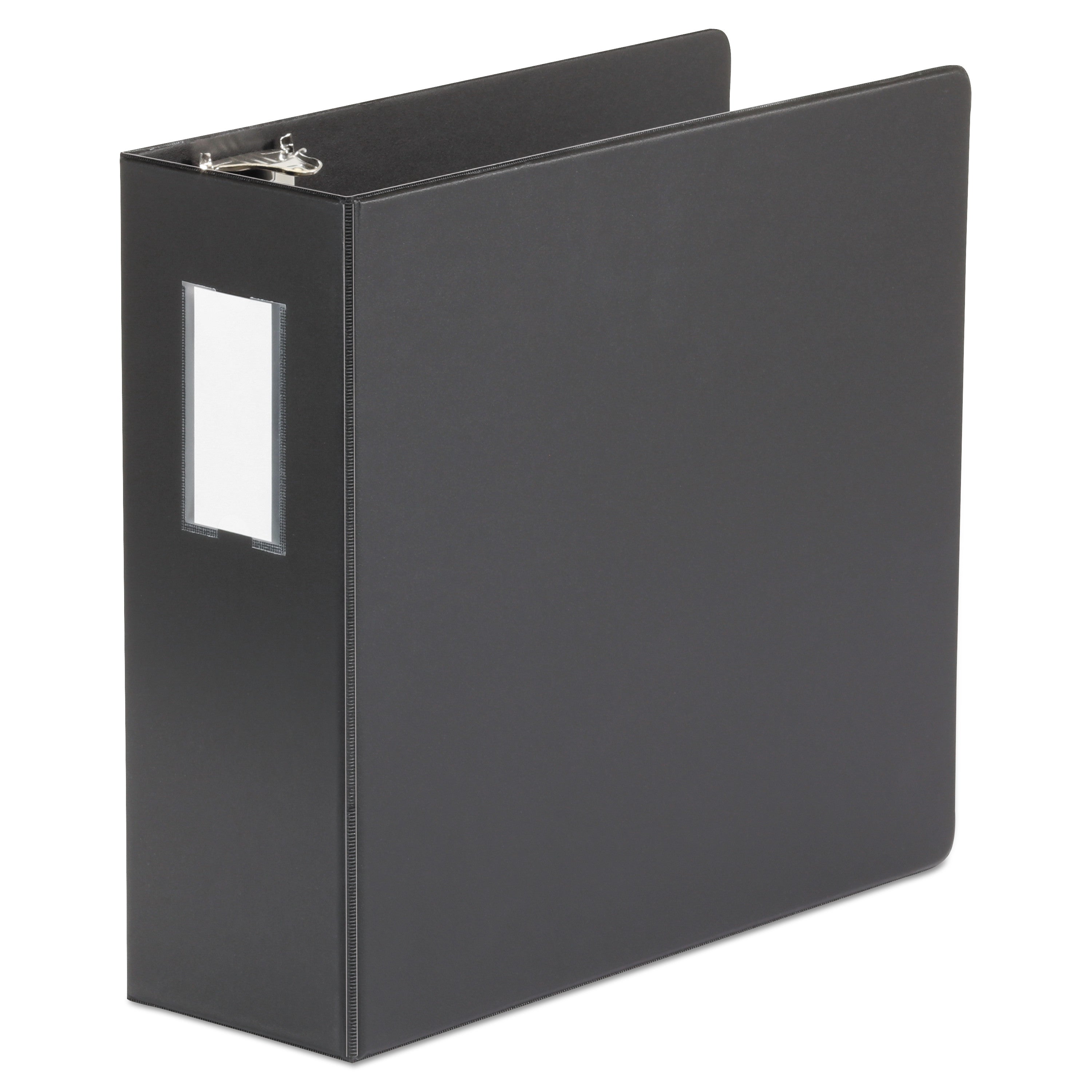 Universal Deluxe Non-View D-Ring Binder with Label Holder, 3 Rings, 4" Capacity, 11 x 8.5, Black
