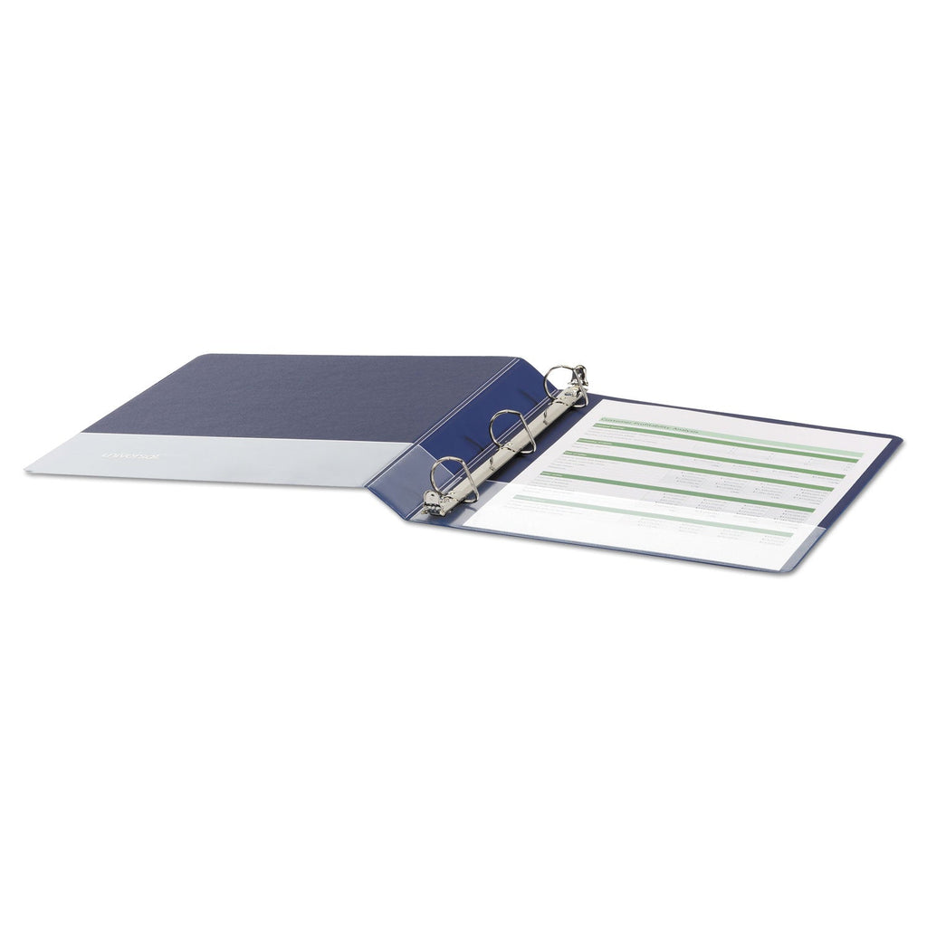 Universal Deluxe Non-View D-Ring Binder with Label Holder, 3 Rings, 1" Capacity, 11 x 8.5, Royal Blue