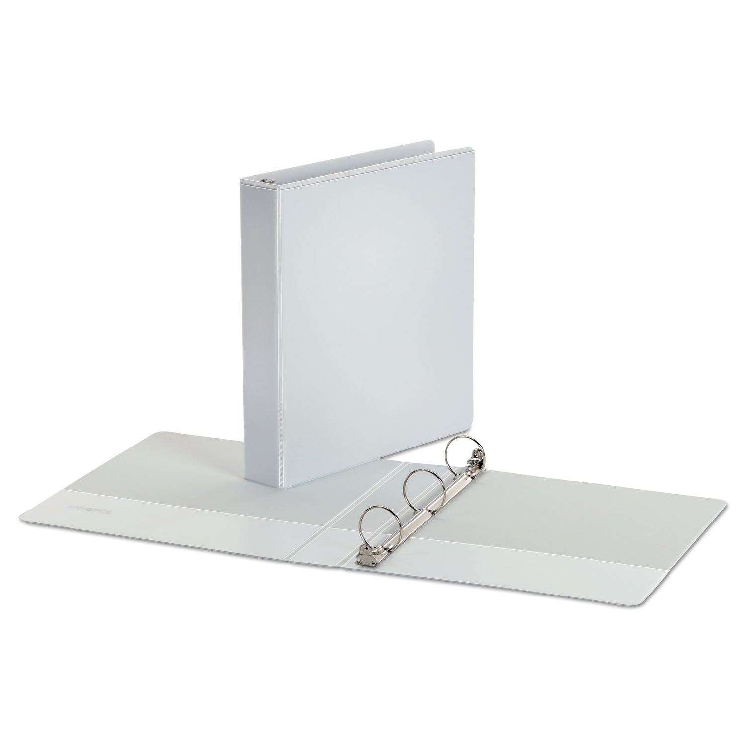 Universal Economy Round Ring View Binder, 3 Rings, 1.5" Capacity, 11 x 8.5, White, 6/Pack