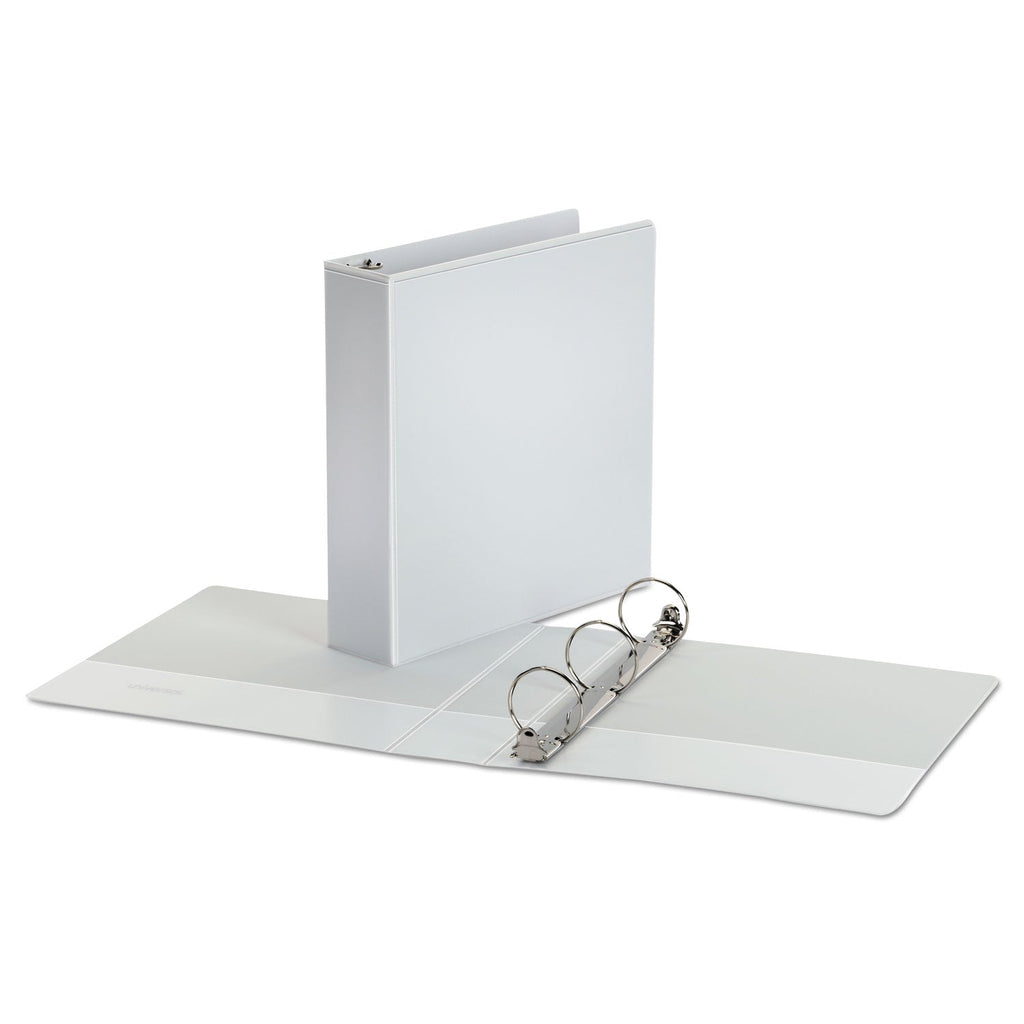 Universal Economy Round Ring View Binder, 3 Rings, 2" Capacity, 11 x 8.5, White, 6/Pack