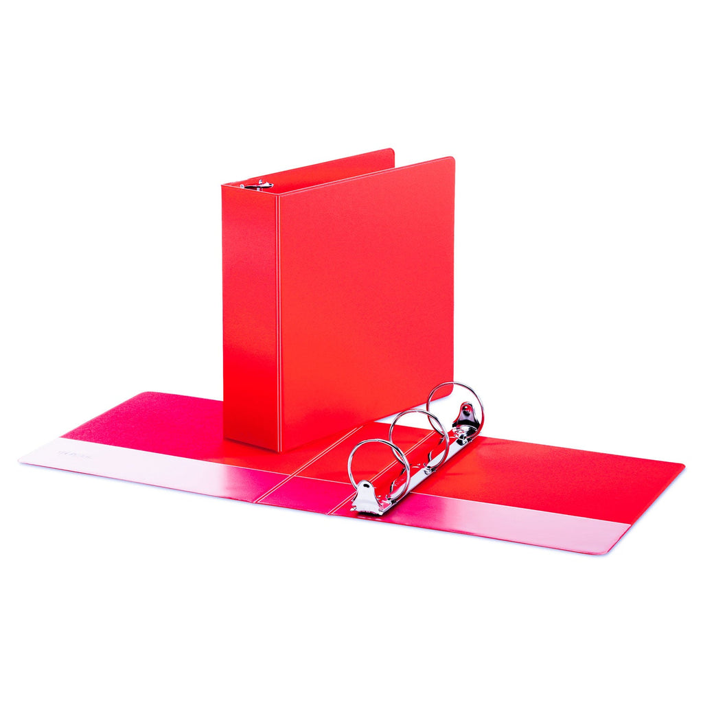 Universal Economy Non-View Round Ring Binder, 3 Rings, 3" Capacity, 11 x 8.5, Red