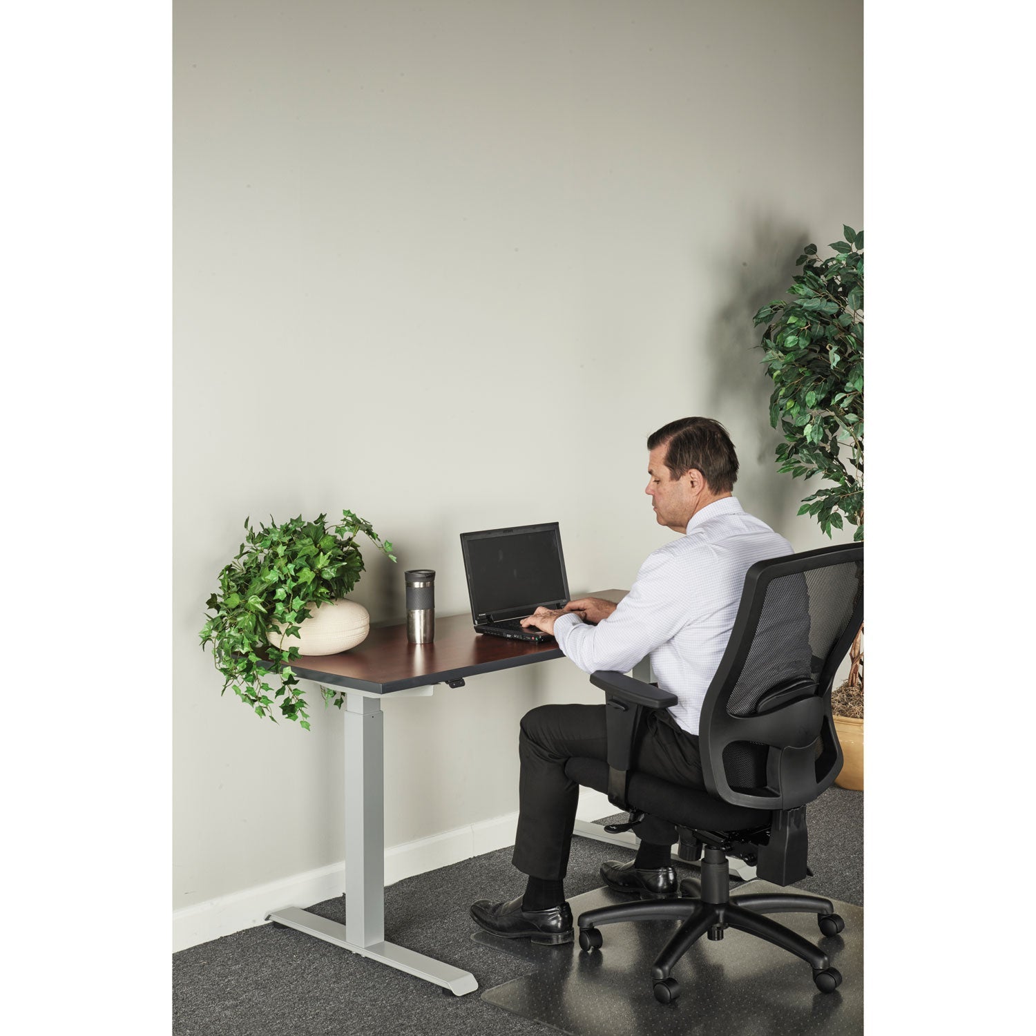 Alera 2-Stage Electric Adjustable Table Base, 48 to 72w x 24 to 36d x 27.5 to 47.2h, Gray