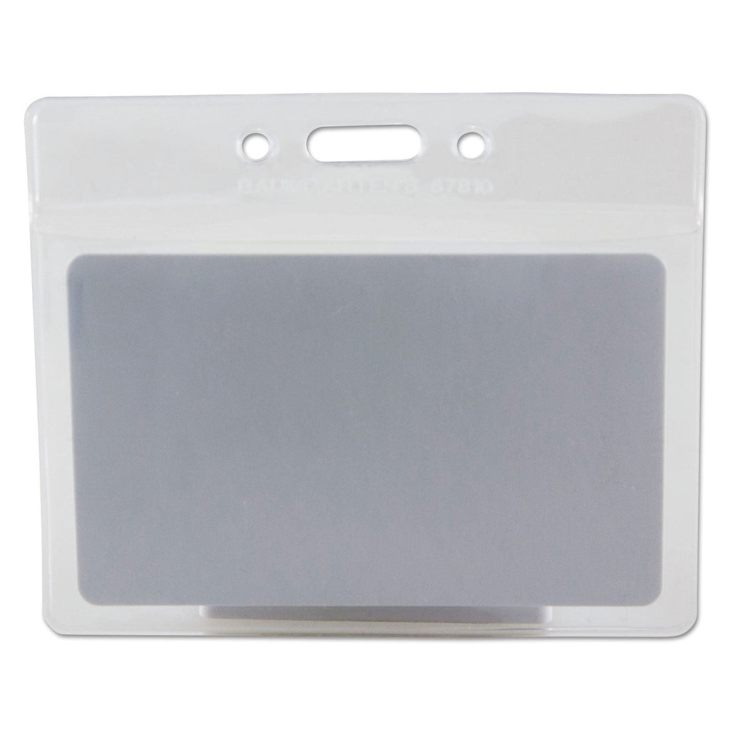 SICURIX Badge Holder, Horizontal, 2.13 x 3.38, Clear, 12/Pack