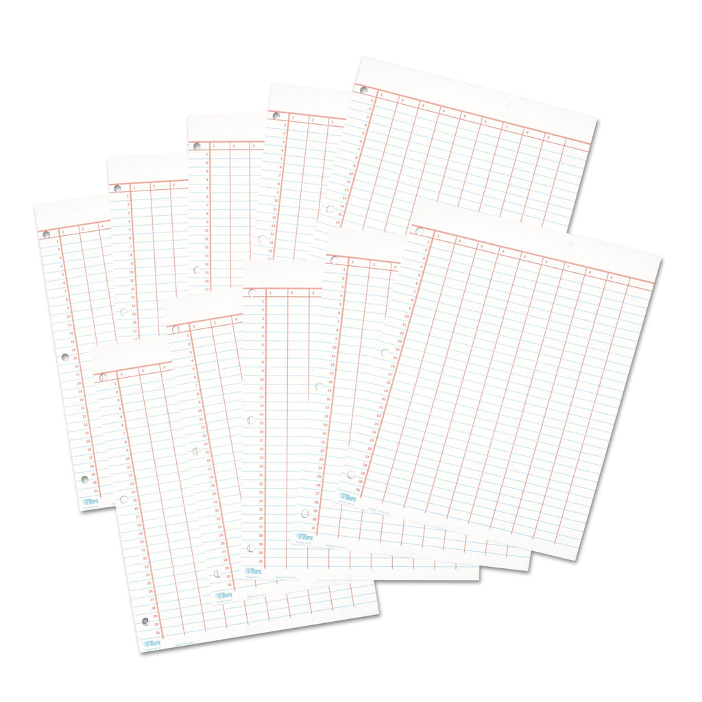TOPS Data Pad with Numbered Column Headings, Data/Lab-Record Format, Wide/Legal Rule, 10 Columns, 8.5 x 11, White, 50 Sheets