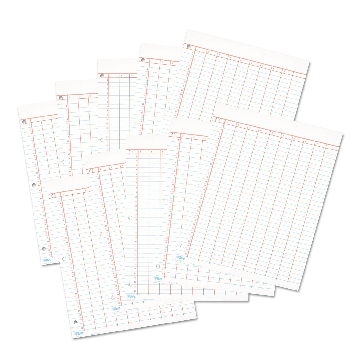 TOPS Data Pad with Numbered Column Headings, Data/Lab-Record Format, Wide/Legal Rule, 10 Columns, 8.5 x 11, White, 50 Sheets