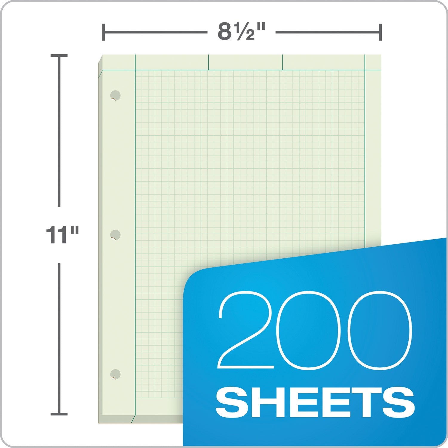 TOPS Engineering Computation Pads, Cross-Section Quadrille Rule (5 sq/in, 1 sq/in), Green Cover, 200 Green-Tint 8.5 x 11 Sheets