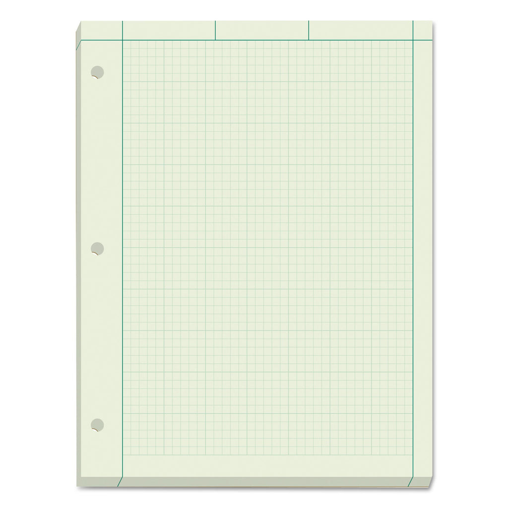 TOPS Engineering Computation Pads, Cross-Section Quadrille Rule (5 sq/in, 1 sq/in), Green Cover, 200 Green-Tint 8.5 x 11 Sheets