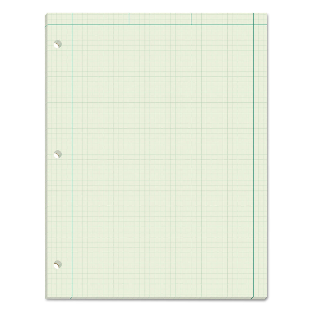 TOPS Engineering Computation Pads, Cross-Section Quad Rule (5 sq/in, 1 sq/in), Black/Green Cover, 100 Green-Tint 8.5 x 11 Sheets