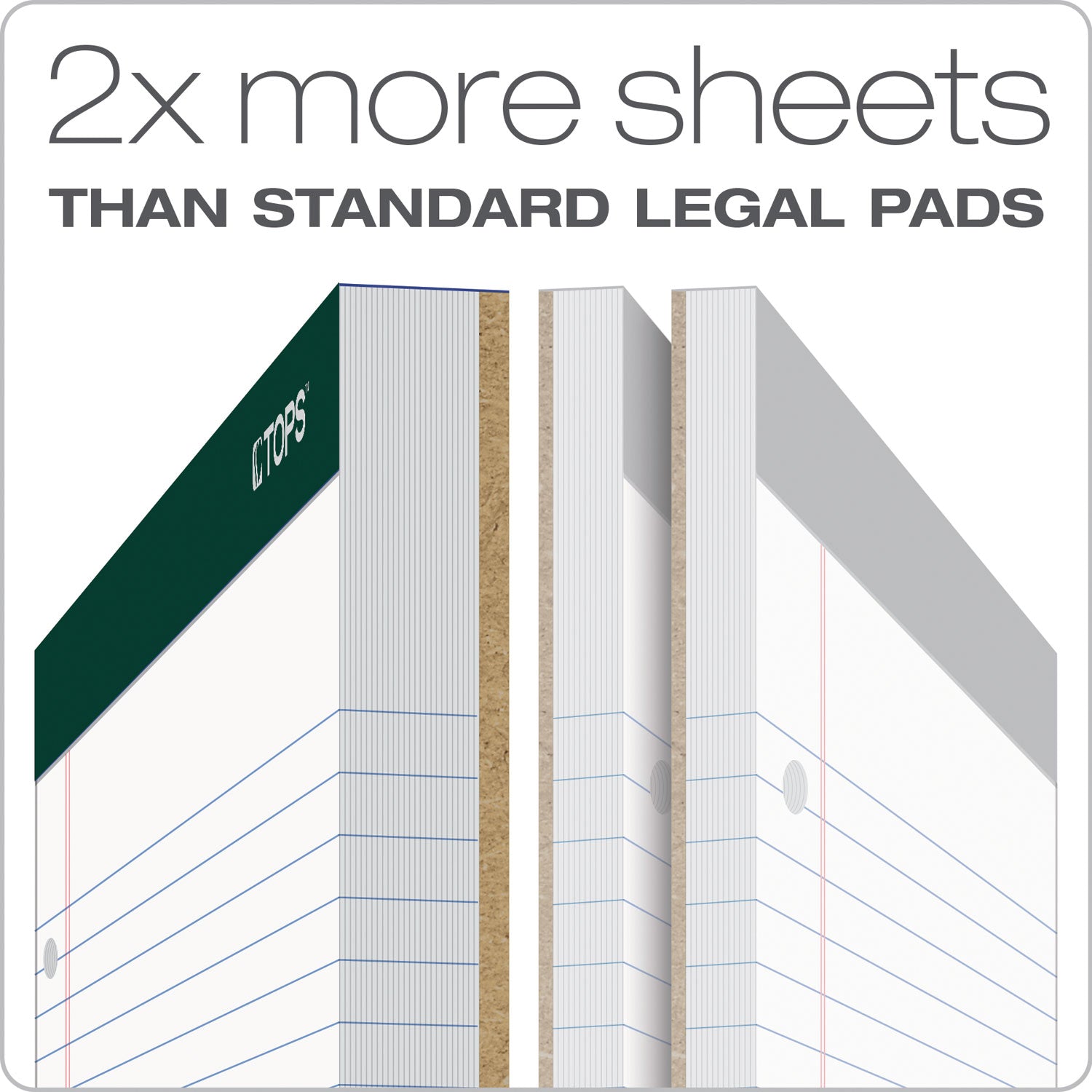 TOPS Double Docket Ruled Pads, Wide/Legal Rule, 100 White 8.5 x 11.75 Sheets, 6/Pack