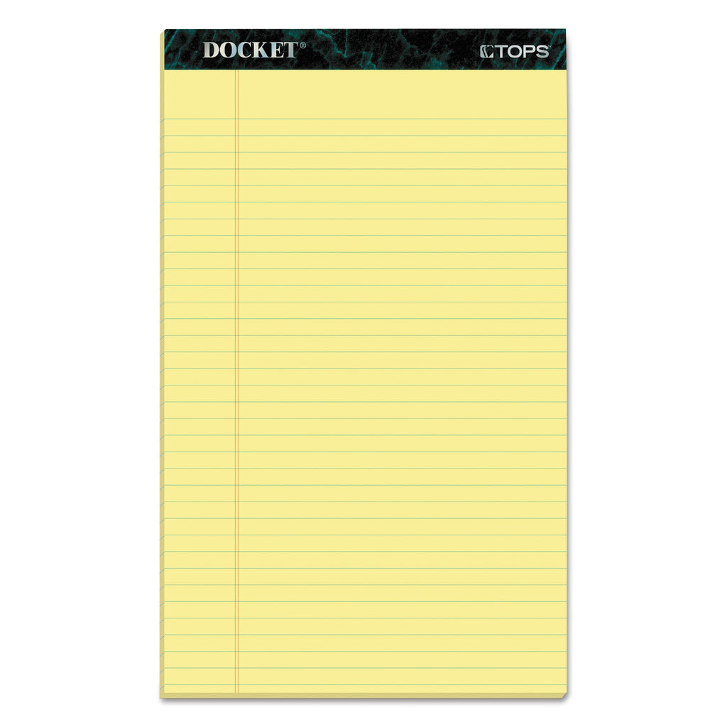 TOPS Docket Ruled Perforated Pads, Wide/Legal Rule, 50 Canary-Yellow 8.5 x 14 Sheets, 12/Pack
