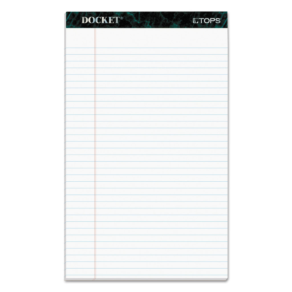 TOPS Docket Ruled Perforated Pads, Wide/Legal Rule, 50 White 8.5 x 14 Sheets, 12/Pack