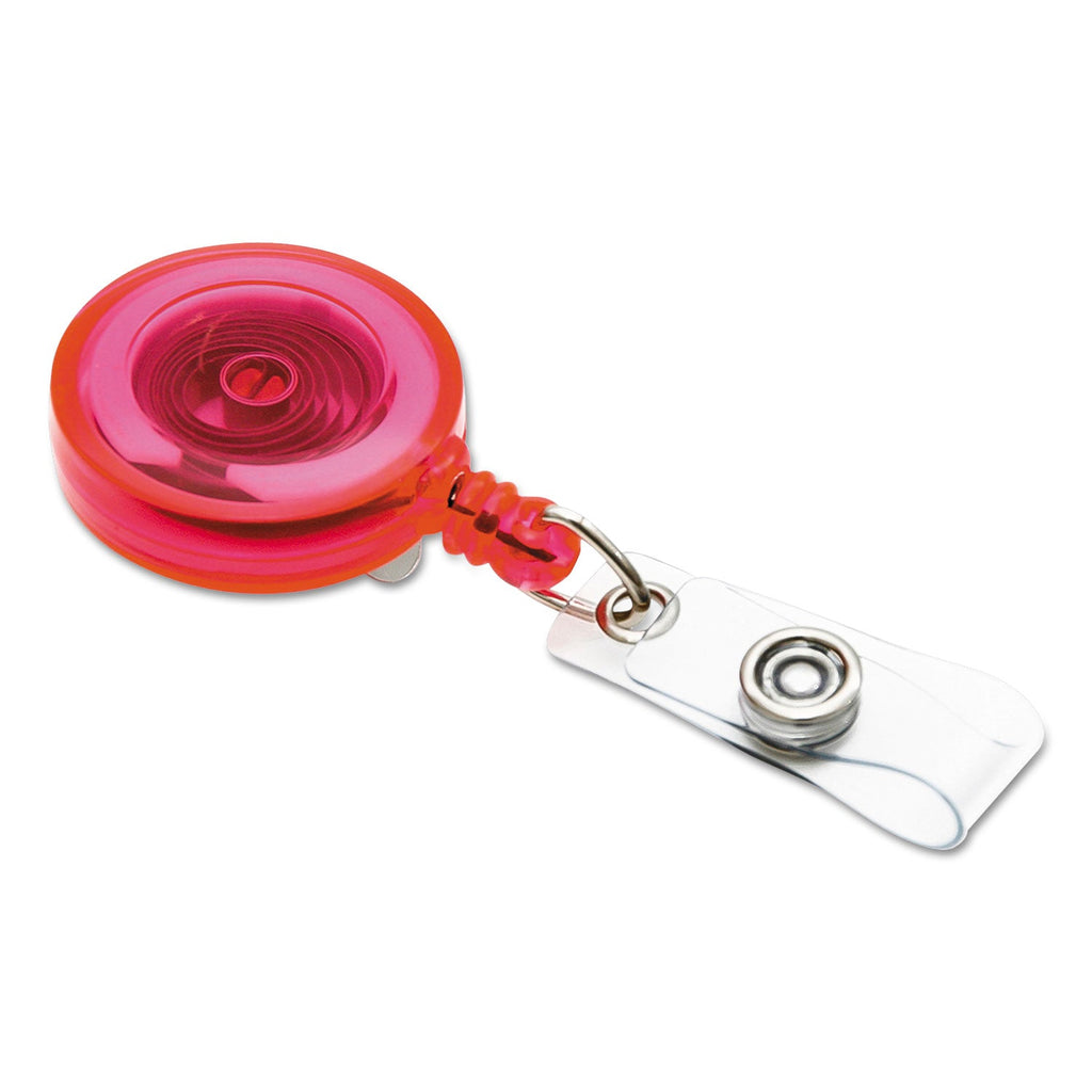 SICURIX ID Slide-Style Belt Clip Card Reels, 30" Extension, Blue/Purple/Red/Translucent, 4/Pack