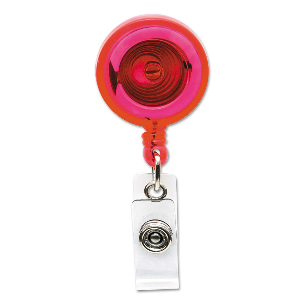 SICURIX ID Slide-Style Belt Clip Card Reels, 30" Extension, Blue/Purple/Red/Translucent, 4/Pack