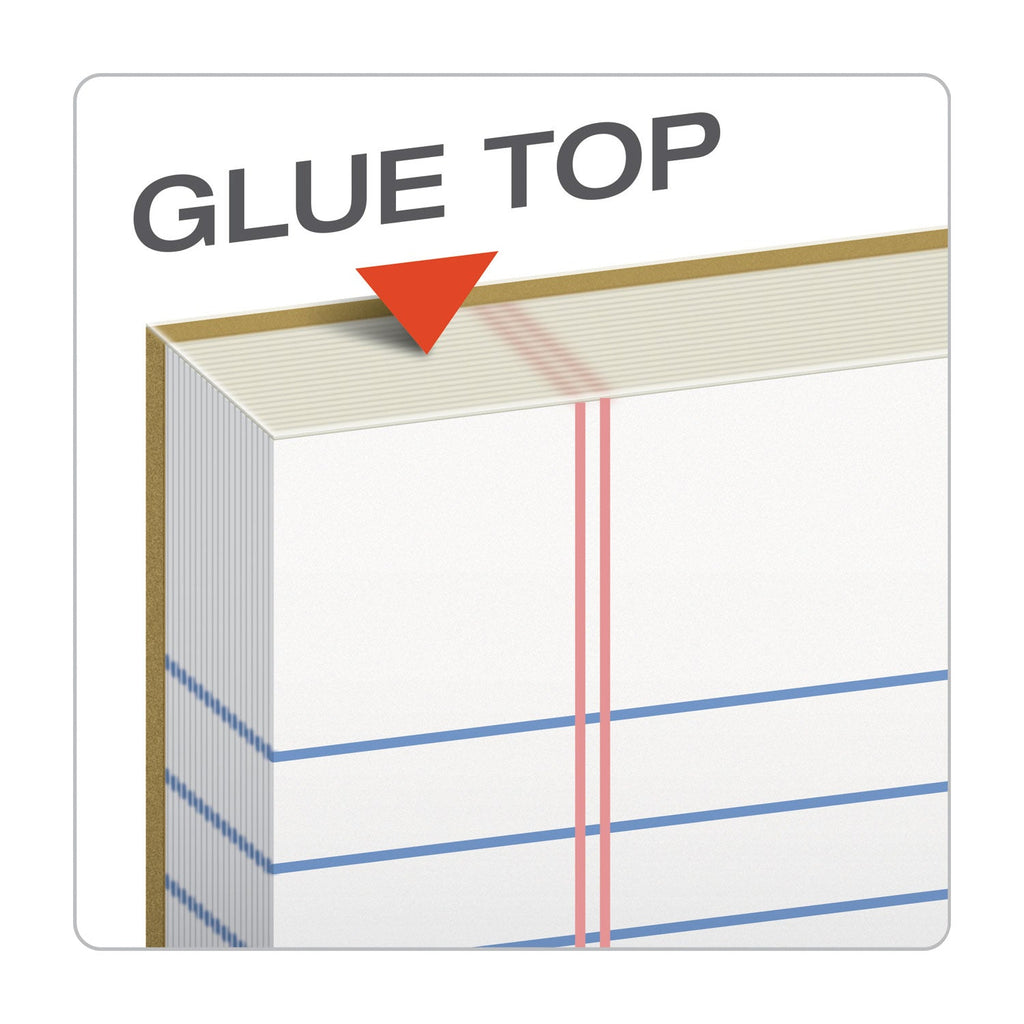 TOPS "The Legal Pad" Glue Top Pads, Wide/Legal Rule, 50 White 8.5 x 11 Sheets, 12/Pack