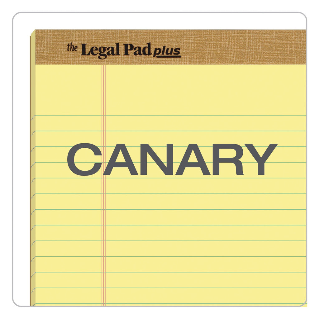 TOPS "The Legal Pad" Plus Ruled Perforated Pads with 40 pt. Back, Wide/Legal Rule, 50 Canary-Yellow 8.5 x 14 Sheets, Dozen