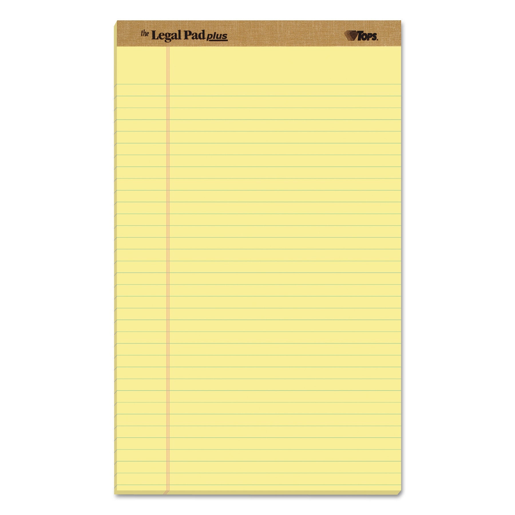 TOPS "The Legal Pad" Plus Ruled Perforated Pads with 40 pt. Back, Wide/Legal Rule, 50 Canary-Yellow 8.5 x 14 Sheets, Dozen