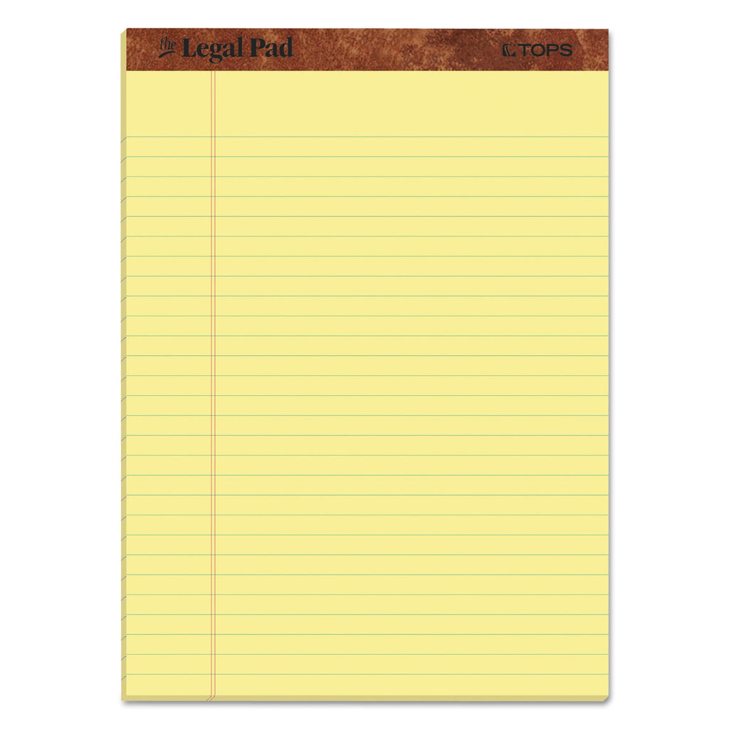 TOPS "The Legal Pad" Ruled Perforated Pads, Wide/Legal Rule, 50 Canary-Yellow 8.5 x 11 Sheets, 3/Pack