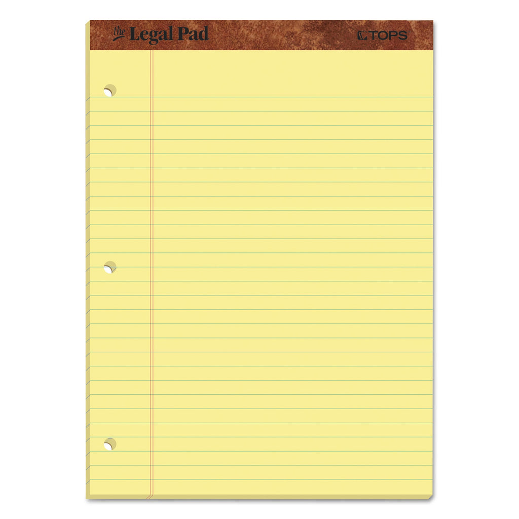 TOPS "The Legal Pad" Ruled Perforated Pads, Wide/Legal Rule, 50 Canary-Yellow 8.5 x 11.75 Sheets, Dozen