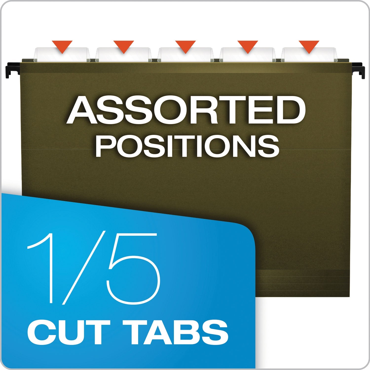 Pendaflex SureHook Hanging Folders, Letter Size, 1/5-Cut Tabs, Standard Green, 20/Box