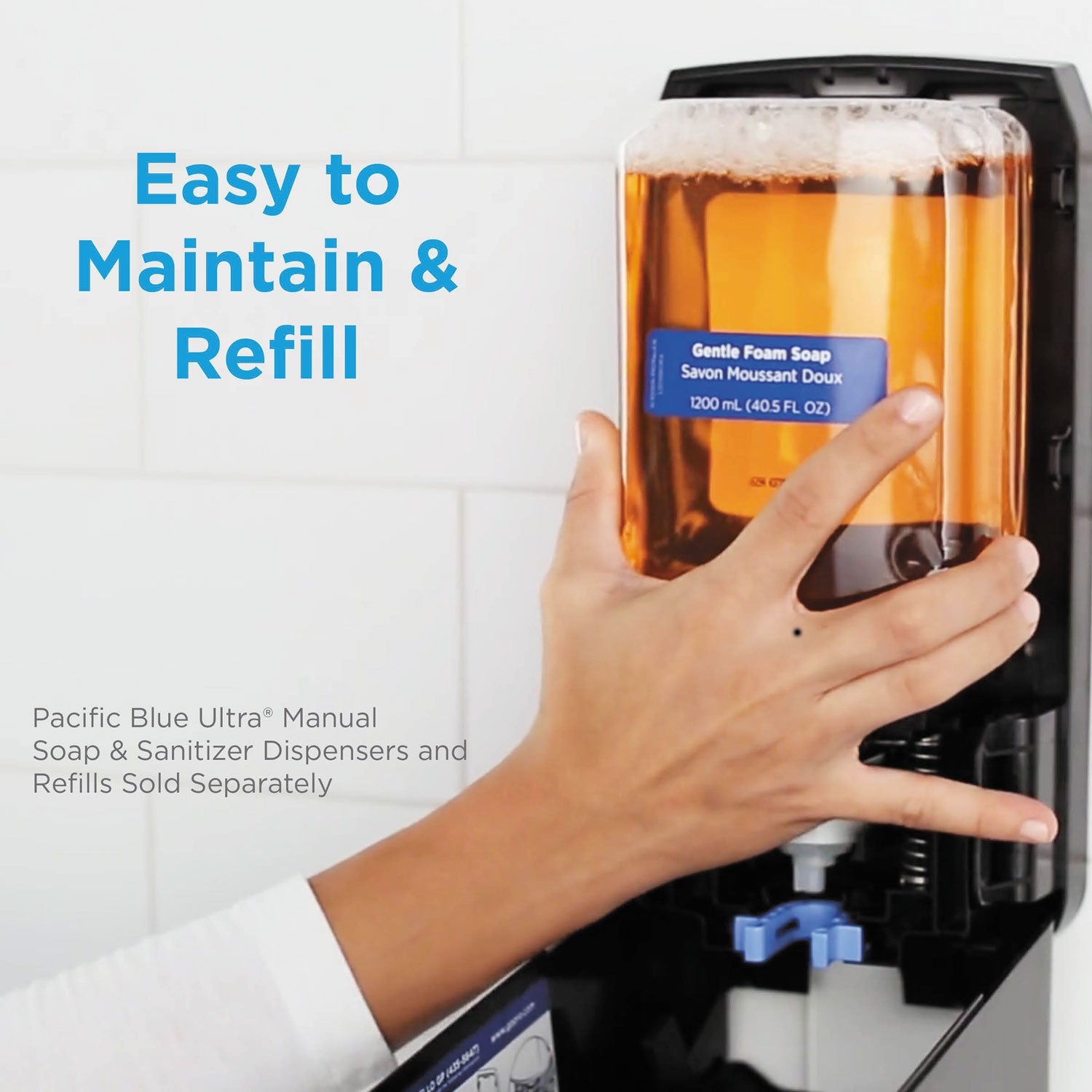 Georgia Pacific Pacific Blue Ultra Foam Hand Sanitizer Refill For Manual Dispensers, 1,000 mL, Fragrance-Free, 4/Carton