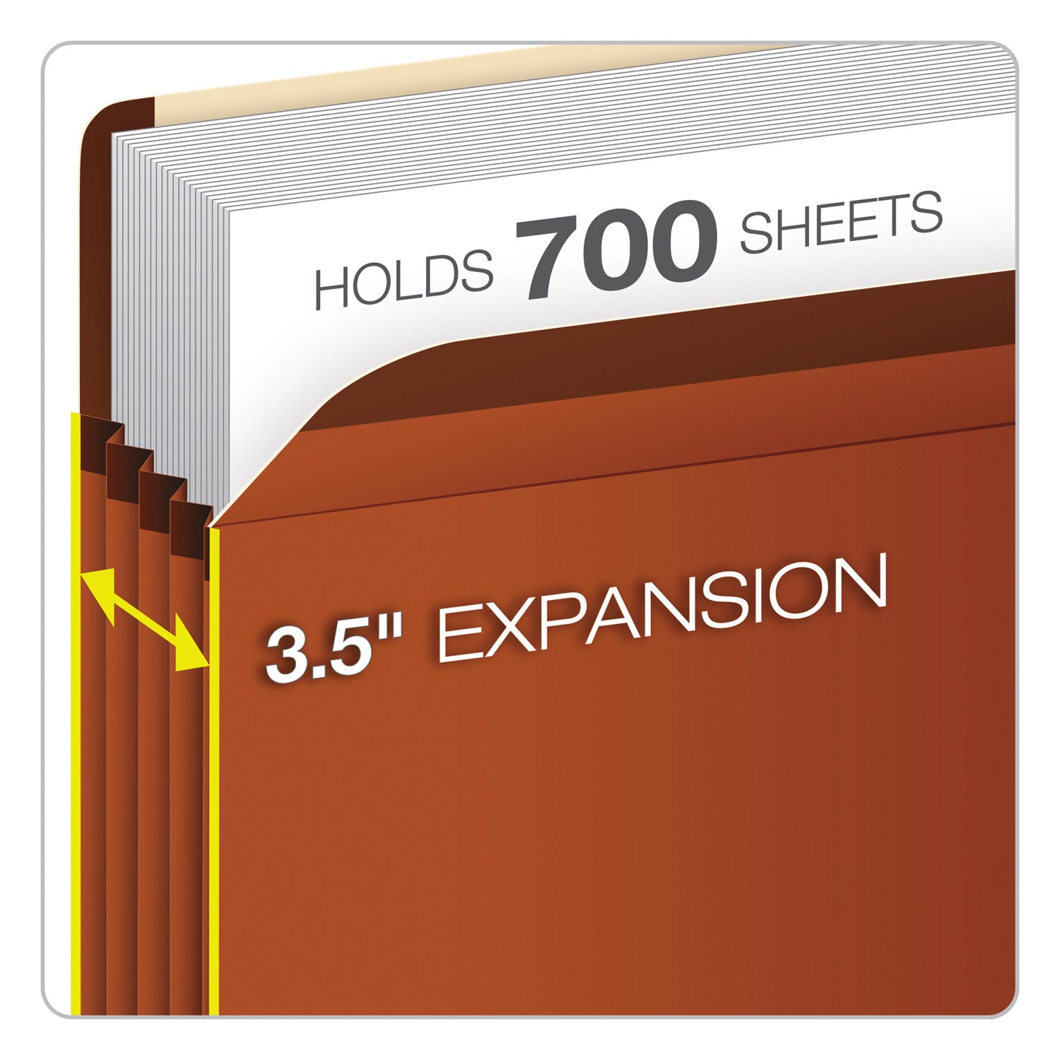 Pendaflex Premium Reinforced Expanding File Pockets, 3.5" Expansion, Letter Size, Red Fiber, 10/Box