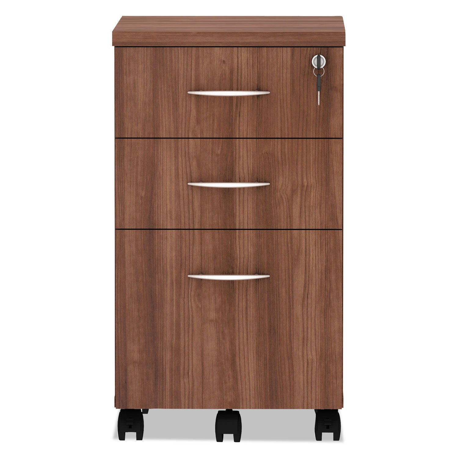 Alera Valencia Series Mobile Pedestal File, Left/Right, 3-Drawer: Box/Box/File, Legal/Letter, Walnut, 15.88 x 20.5 x 28.38