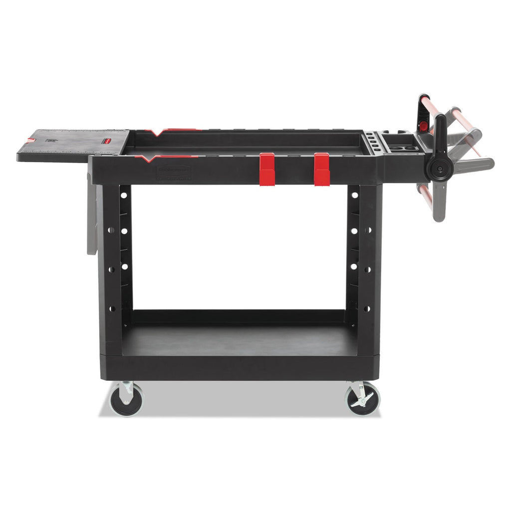 Rubbermaid Heavy Duty Adaptable Utility Cart, Plastic, 2 Shelves, 500 lb Capacity, 25.2" x 51.5" x 36", Black